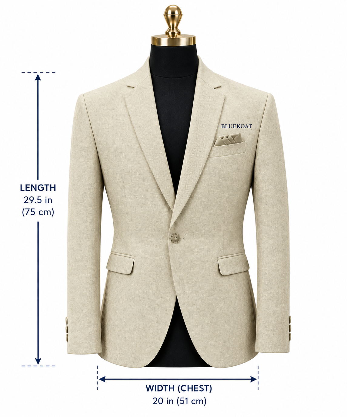 BLUEKOAT Premium Beige Textured Coat for Men | Luxury Tailored Fit