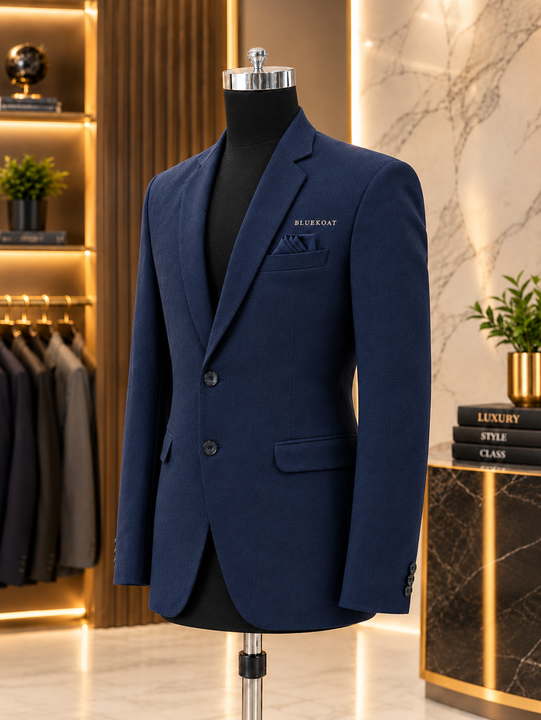 BLUEKOAT Royal Textured Suit Coat – Midnight Navy